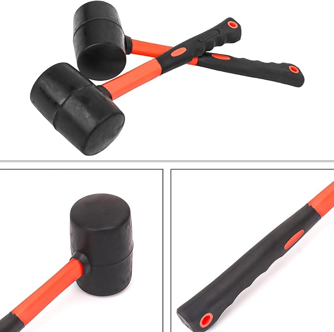 4 PCS Rubber Mallet Hammer, 16 oz Durable Rubber Hammer for Flooring Installation, Camping, Woodwork, and Tent Stakes
