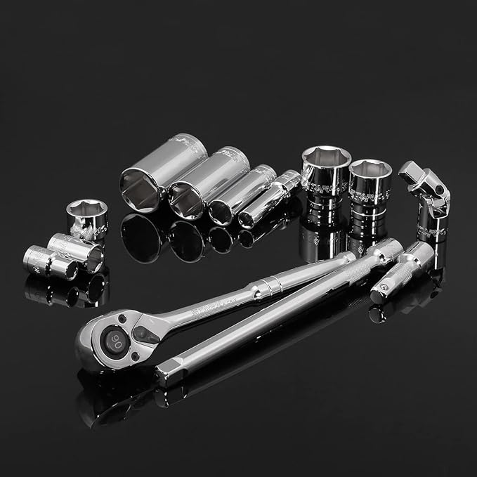 Stark Elite 1/2" Drive 84pcs Impact Socket MASTER SET, SAE & Metric from 3/8 Inch - 1-5/16 Inch, 10mm - 32mm, Standard/Deep Sockets with Case
