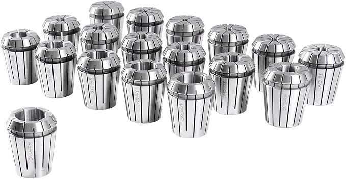 Accusize Industrial Tools 3 mm to 20 mm by 1 mm Er-32 Collet Set, 18 Pcs/Set in Fitted Strong Aluminium Box, 3350-0585