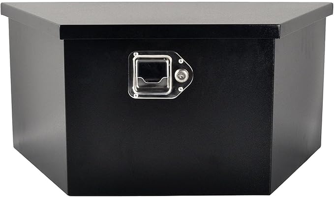 26 Inch Steel Tongue Tool Box with Lock and 2 Keys, Underbody Storage Truck Bed Organizer Toolbox for Trailer Pickup RV, Job Tool Chest, 26 X 13.3 X 12 Inch, Black