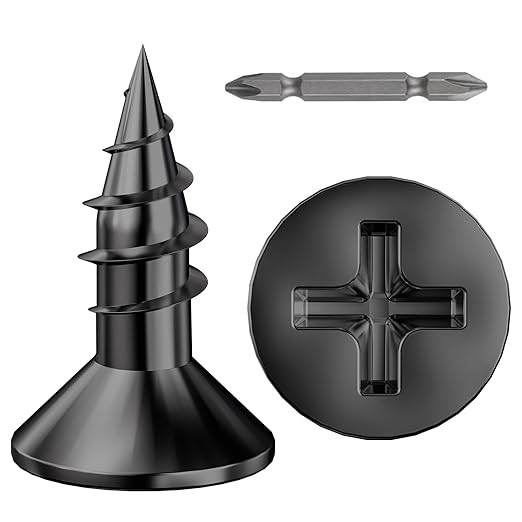 (1200Pcs) #4x1/2 Black Wood Screw Quick Metal Self Tapping Flat Head