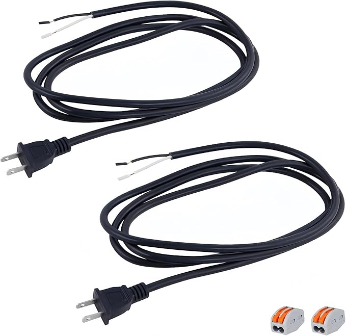2 Pack 18AWG 6 Foot Power Tool Cord Supply Cable Replacement for Drills, Vacuums, Miter Saws,Sanders, Chop Saws, Grinders, Appliances, Motors etc Power Tools 2 Prong Polarized Plug