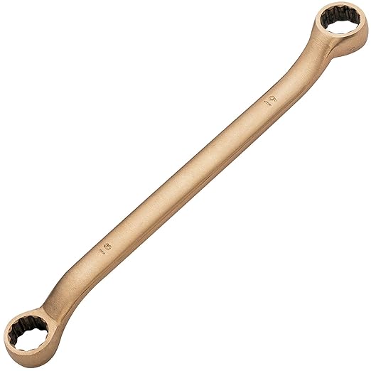 CS Unitec | Non-Sparking & Non-Magnetic Aluminum Bronze 12 Point Double Box End Offset Thin Wrench Hand Tool | 1-1/8 in x 1-5/16 in