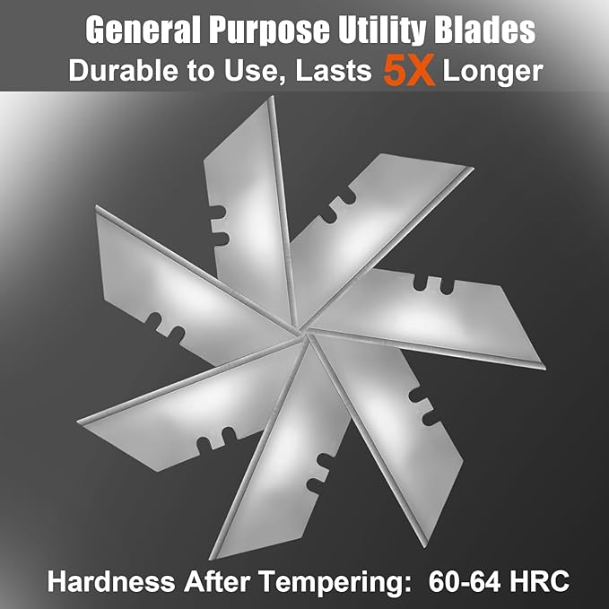 Vickay 30 Pack Utility Knife Blades, SK5 Steel Heavy Duty Box Cutter Replacement Blades with Plastic Case, Standard Size Razor Blades for Most Standard Utility Knives