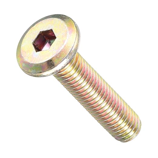 METALLIXITY Flat Head Hex Socket Cap Screws Bolts(M8-1.25x35) 10Pcs, Steel Hex Socket Furniture Bolts Screws - for Furniture Woodworking Project, Yellow