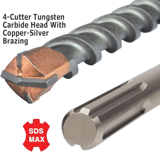 IVY Classic 48112 SDS Max 1/2 x 22-1/2-Inch Carbide Hammer Bit, 4-Cutter Head, 1/Card