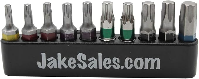 Jake Sales 1inches Torx/Star Bit Driver Kit Complete With Holder. Comes with T10, T15, T20, T25, T30 and T40 Torx Bits.