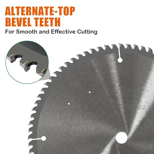 10” Circular Table Miter Saw Blade for Wood, 80T TCT Cutting Blade, Fine Finish Crosscut Angled Bevels Framing Ripping for Plywood, Melamine, Oak, Pine, Laminate, Chipboard, 5/8"