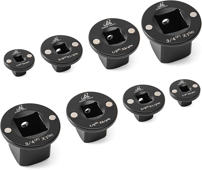Socket Set Adapter,Low Profile Impact Socket Set Works with Impact Wrench竊똖orque Wrench竊똄lectric Ratchet竊똃esigned for Confined Space竊?/8" to 1/2", 1/4" to 3/8", 3/4" to 1", 1/2" to 3/4", 8PC
