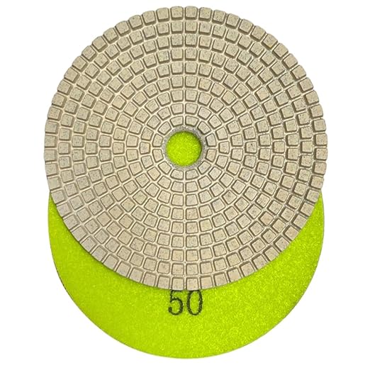 7" Wet Diamond Polishing Pad - 3 Packs of 50 Grit - White Resin for Granite, Marble, Quartz, Engineered Stone