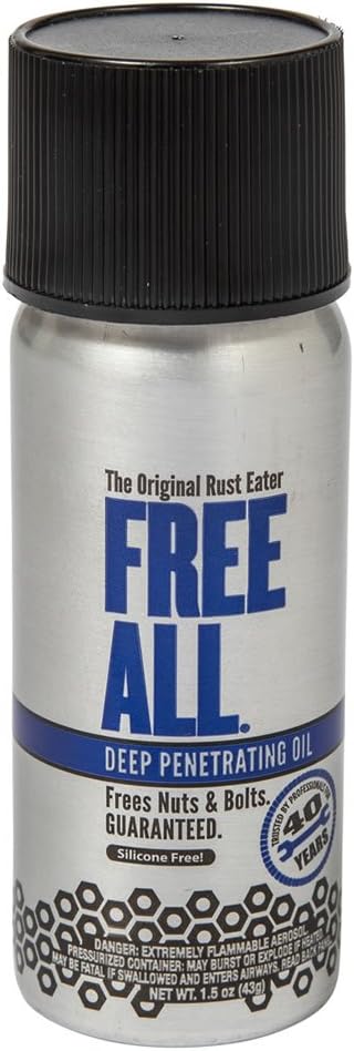 Free All Rust Eater Deep Penetrating Oil, 1.5oz Aerosol ??Loosens Rusted Bolts, Nuts, Pipe Connections & Locks ??Industrial-Grade Rust Remover, Silicone-Free Formula, Safe for Paint & Plastic Surfaces