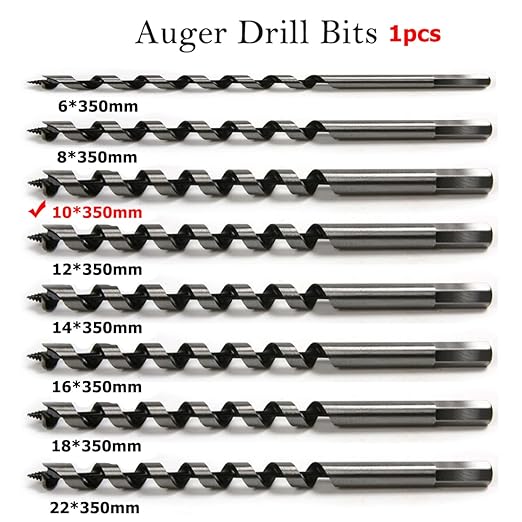 SagaSave 10 * 350mm Wood Auger Drill Bit, Ship Auger Long Drill Bit for Soft and Hard Wood, Plastic, Drywall and Composite Materials, 1Pcs