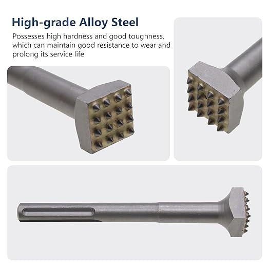 8 1/4??16 Pins Concrete Repair Patch Preparation Bushing Tool with SDS Max Shank, Square Head Concrete Roughness Removal Bit for Rotary Hammer (8 1/4??SDS Max Bush Hammer)
