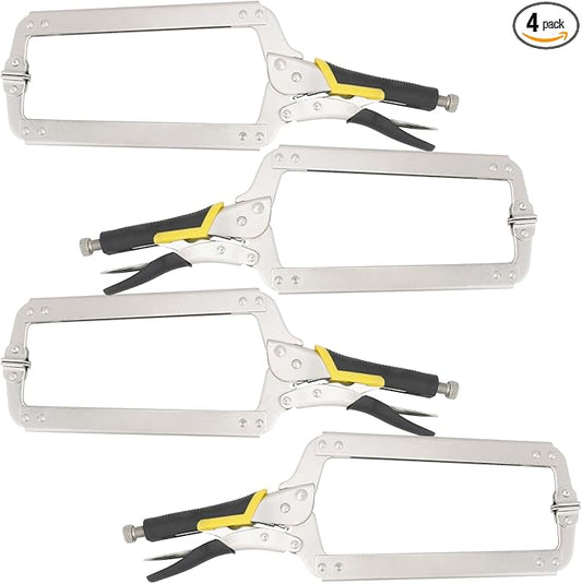 4 Pack 18 Inch C Clamp Locking Pliers with Swivel Pads, 18 Inch Heavy Duty C Clamp Welding Pliers for Woodworking and Home Improvement