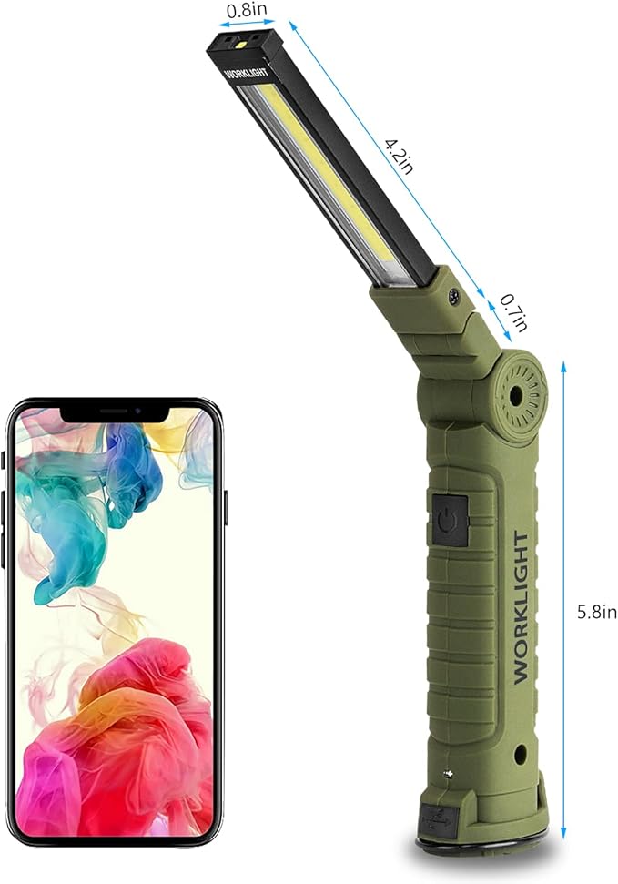 4 Pack Rechargeable LED Work Lights with Magnetic Base and 360째 Rotation, 5 Modes for BBQ, Camping, Reading, and Car Repair