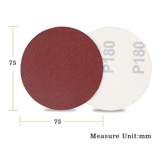 SPEEDWOX Hook and Loop Sanding Discs 100pcs 3 Inch 180 Grit Sandpaper for Wood Drill Grinder Rotary Tools No Hole