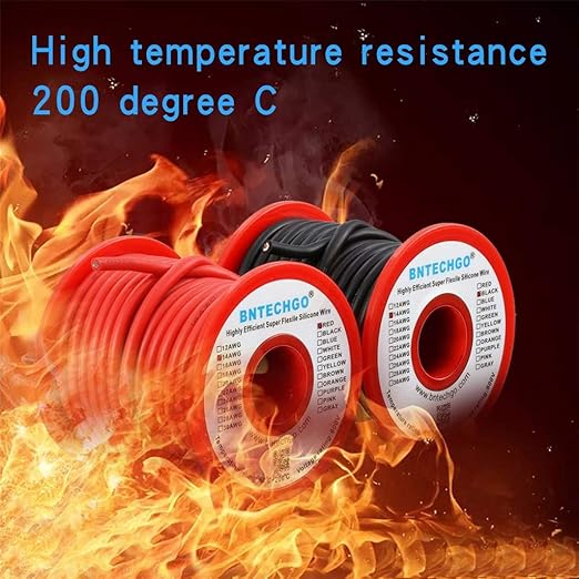 BNTECHGO 14 Gauge Silicone Wire Spool red and Black Each 40ft Flexible 14 AWG Stranded Tinned Copper Wire