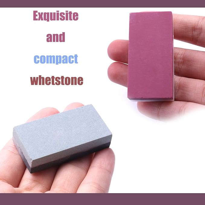 Small Combination Sharpening Stone,2pcs Dual-Sided Fine and Coarse Mini Whetstone (400#/800#) and(3000#/10000#) Polishing Edge Stone Set [1.97x0.98x0.39inch]