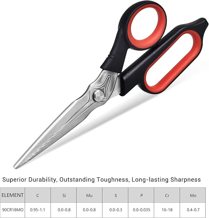LIVINGO Damascus Steel Scissors Heavy Duty - 10 Inch Forged Steel Sharp Shears All Purpose with Holster for Sewing, Crafting Cutting Leather, Fabric, Cardboard, Rope, Industrial, Home Office