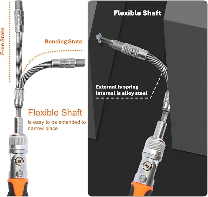 Ratcheting Screwdriver Set, 68 in 1, Sockets & Bits, Magnetic Screwdriver Kit with Extension Shaft, Repair Tool for PC, Xbox, Bike, Motorcycle, Car, DIY