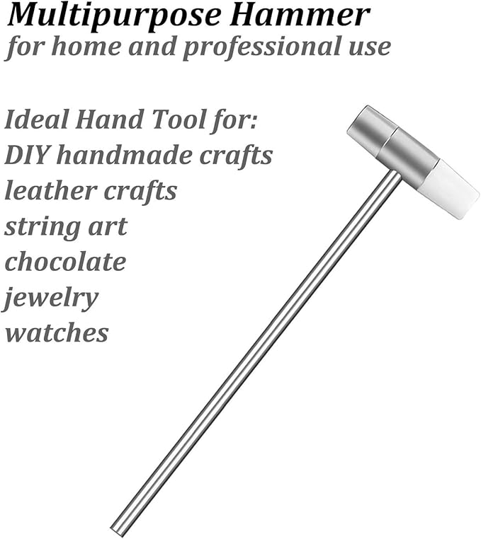 2pcs Dual Head Small Hammer for Fiddly Job, Plastic Head and Metal Head, 7 Inches Length, Smooth Grip, Jewelry Mallet, Mini Mallet for Watch, Tuning, Woodworking, Toys, Handcraft, Leather, Instruments