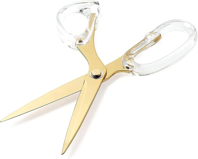OfficeGoods 9??Stainless Steel Acrylic Scissors for Office and Home - Aesthetic and Sharp All Purpose Scissors, Perfect for Sewing, Arts and Crafts - Gold