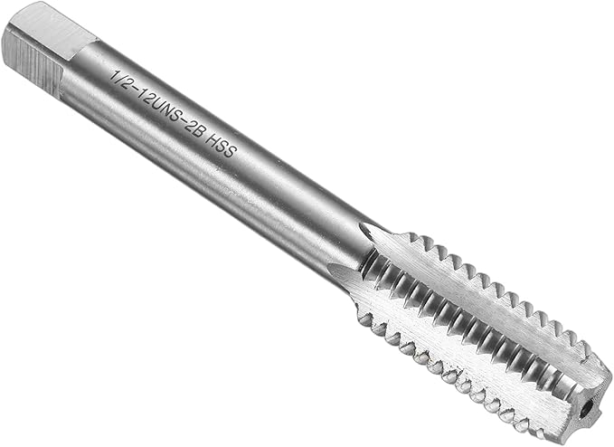 uxcell Hand Bottom Tap 1/2-12 UNS 2B Thread Bottoming Style Threading Taps High Speed Steel HSS6542 Straight Flutes Screw Tapping Tool