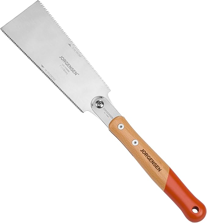 JORGENSEN Japanese Pull Saw RYOBA, 7 Inch Pro Double Edge, SK5 Flexible Blade, 18 TPI & 7-12 TPI Teeth, Woodworking Hand Saw for Hardwood & Softwood, Wood Trim