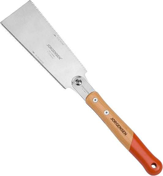 JORGENSEN Japanese Pull Saw RYOBA, 7 Inch Pro Double Edge, SK5 Flexible Blade, 18 TPI & 7-12 TPI Teeth, Woodworking Hand Saw for Hardwood & Softwood, Wood Trim
