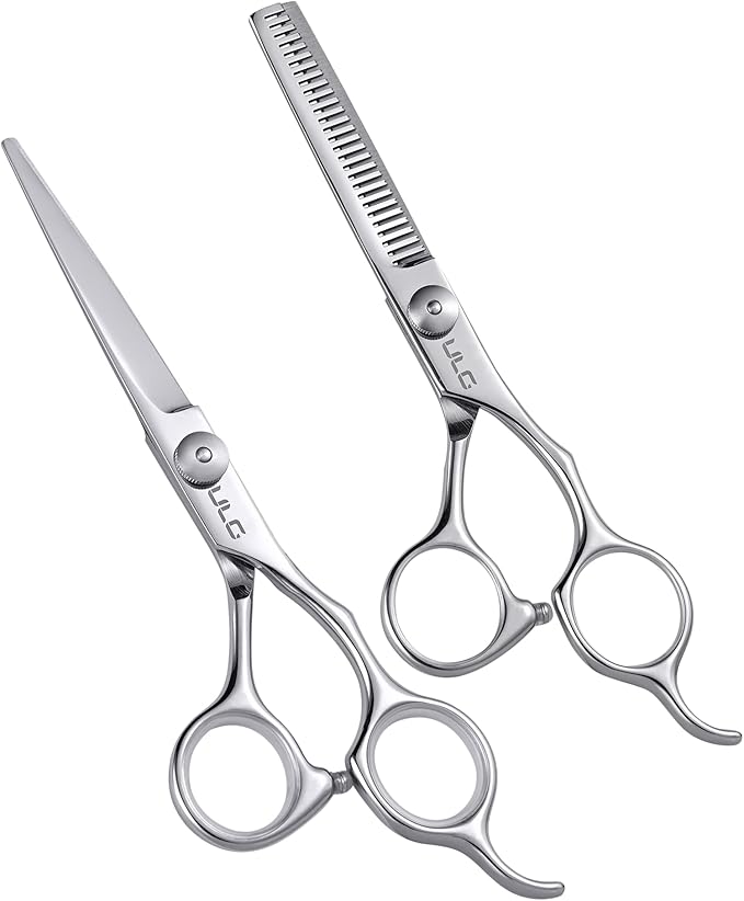 ULG Hair Cutting Scissors Set, Hair Scissors Thinning Shears for Hair Cutting, Professional Barber Scissors Hair Shears for Women Men Adults Kids Salon Home Use, Japanese Stainless Steel