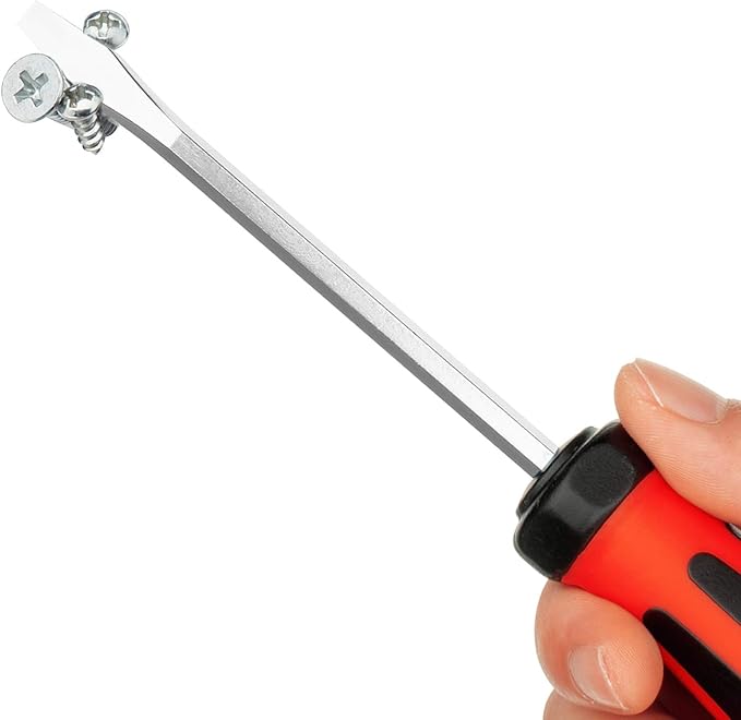 Jetech Striking Cap Go-Through Slotted Screwdriver, S2 Steel Flathead with Magnetic Tip, Ergonomic Soft Grip TPR Handle, 8x150mm