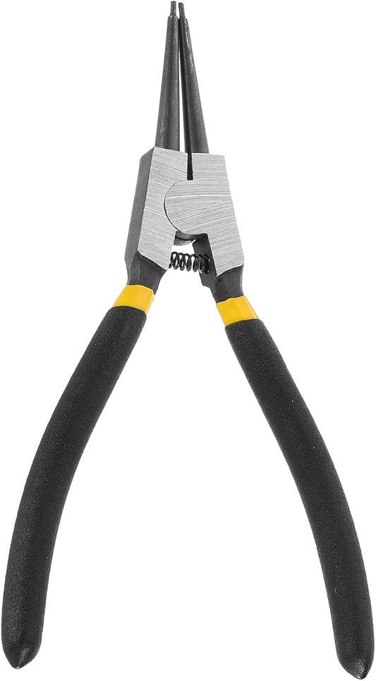HARFINGTON Snap Ring Plier 7" External Circlip Pliers with 0.08" Straight Jaw Tip for Ring Remove Retaining Pliers, Black
