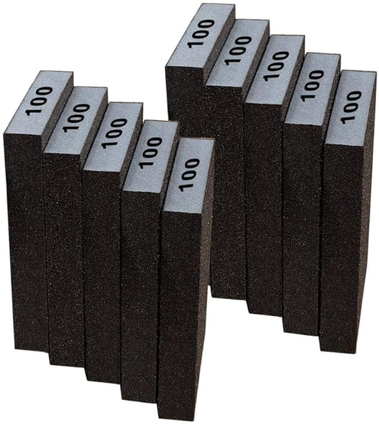 Fine Sanding Block Sandpaper Sponge - 10Pcs 100 Grit Sand Paper Blocks for Wood, Metal, and Drywall