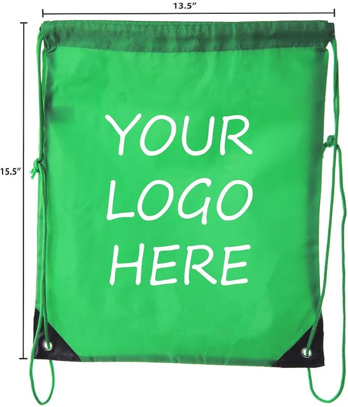 Mato & Hash Custom Bags With Your Logo | 20PK Promotional Drawstring Backpack - 20PK Forest Green CE2500