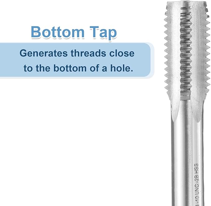 uxcell Hand Bottom Tap 3/4-10 UNS 2B Thread Bottoming Style Threading Taps High Speed Steel HSS6542 Straight Flutes Screw Tapping Tool