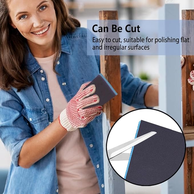16 Pack Sanding Sponge, 60 80 100 120 150 180 240 320 Coarse Medium Fine Grits Sanding Block,Wet Dry Sandpaper Block Sandpaper Sponge for Wood Metal FurniturePaint and Drywall