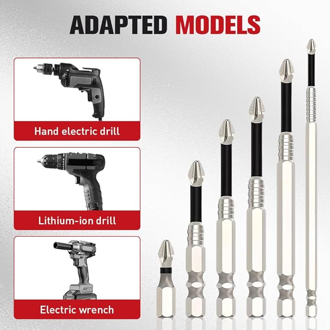 High Magnetic Screwdriver Drill Bit Set, 2025 New Strong Magnetic Durability Screwdriver Drill Bit Set, Universal Anti-Slip Magnetic Electric Screwdriver Set, 25 50 65 70 75 90 100 120 150mm (9 Pcs)