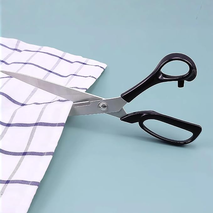 Professional Tailor's Scissors, Heavy Duty Stainless Steel Fabric Cutting Shears, Composite Alloy Blade (Plastic Handle, 10 inches)