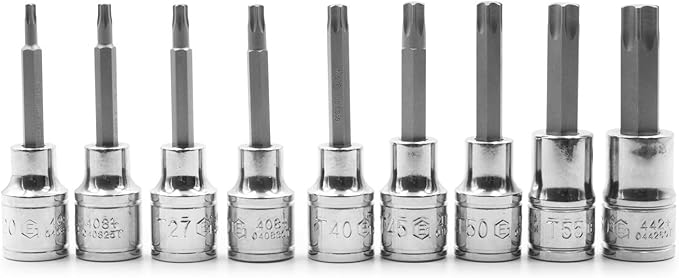 Genius Tools BS-409T 9 Piece 1/2" Dr. Star Bit Socket Set