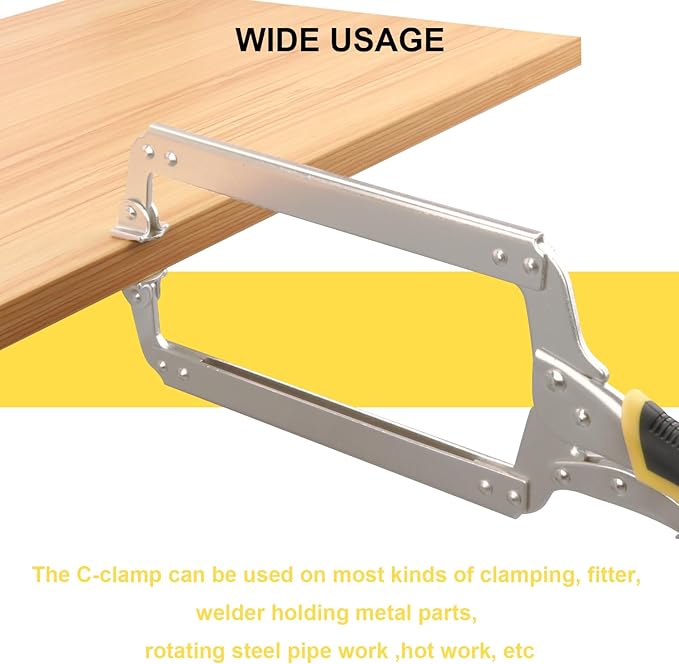3 Pack 18 Inch C Clamp Locking Pliers,Locking C Clamp, Adjustable Nickel Plated C Pliers For Wood Working, Welding, Electrician Maintenance and more, by GENHAKON