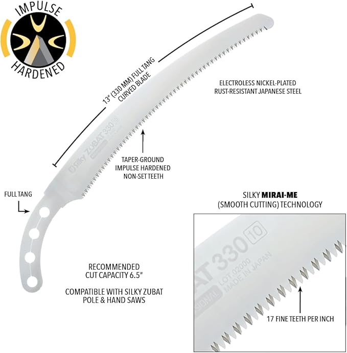 Silky Replacement Blade Only ZUBAT 330mm Fine Teeth (279-33)