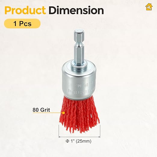 Wire Pen Brush for Drill, 1pcs 1in Crimped Wire Brush for Drill with 1/4in Hex Shank, [for Light Rust Deburring Paint Removal] - 0.05in Nylon Wire/80 Grit