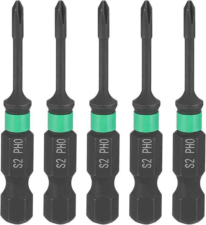HARFINGTON 5pcs #0 Impact Phillips Screwdriver Bit PH0 1/4" Hex Shank 2" (50mm) Length 0.08" Rod Magnetic Cross Head Drill Bits S2 Steel Industrial Screw Drivers for Impact Power Tools