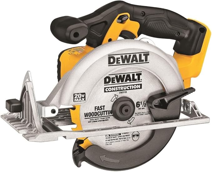 DEWALT 20V MAX Circular Saw, Cordless Sidewinder Style Portable, 6-1/2-Inch Blade, 5150 RPM, 0-50 Degree Bevel Capability, Battery Not Included (DCS391B)
