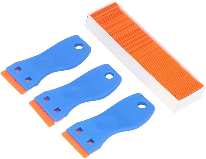 Razors Blade Scraper Tool, Plastic Razors Blade Scraper, Plastic Razors Blade Scrapers Knife with Handle for Window Glass (103Pcs)