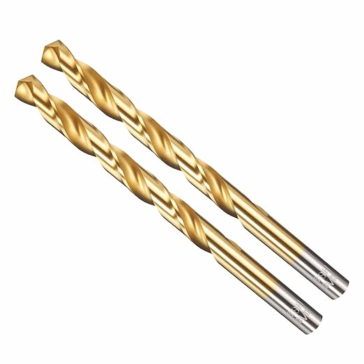 Drill Bit, 5/16" Cutting Diameter, 4341 HSS Jobber Bits TiN Coated 135° Cutting Angle - (Applications: for Drilling Soft Metal Plastic Wood), 2-Pieces