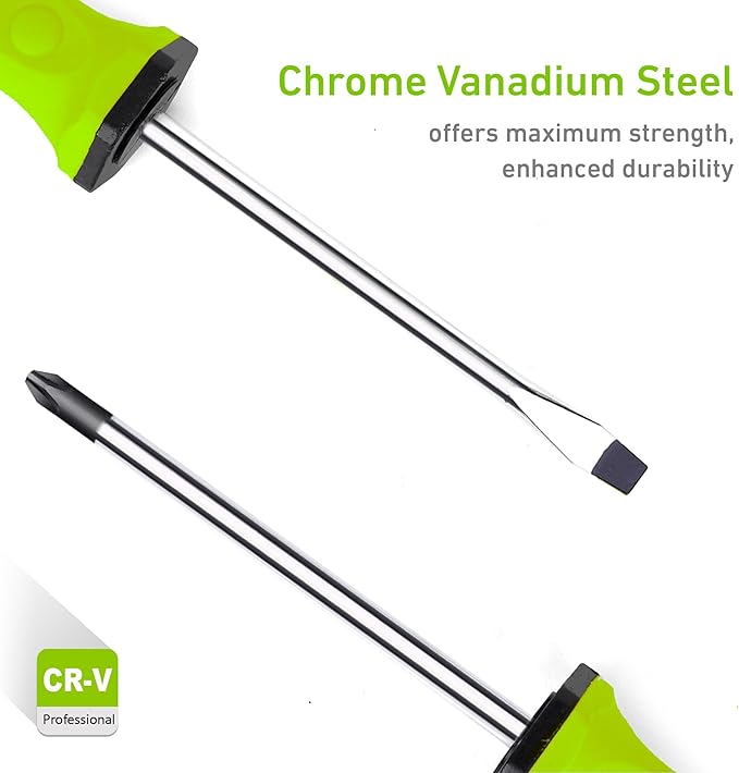FASTPRO 8-Piece Magnetic Screwdrivers Set with 4 Phillips and 4 Slotted Tips, Precision Screwdriver Repair Tool Kit, Green