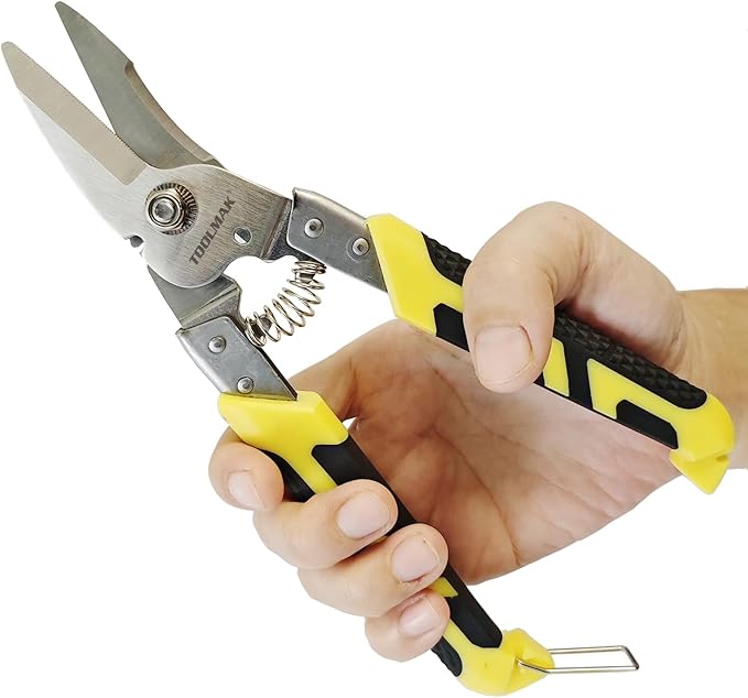 Heavy Duty Scissors 8.5 Inch Aviation Tin Snips Stainless Steel Straight Metal Cutter Pruning Shears Wire-cutters
