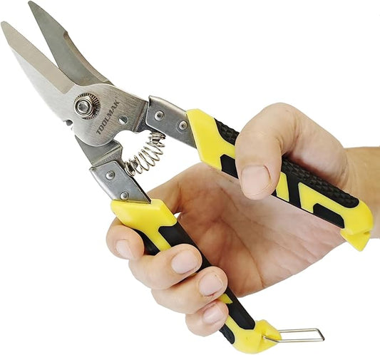 Heavy Duty Scissors 8.5 Inch Aviation Tin Snips Stainless Steel Straight Metal Cutter Pruning Shears Wire-cutters