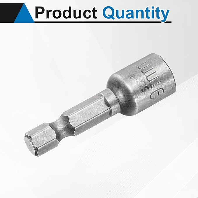HARFINGTON Nut Driver Drill Bit 9mm Metric Socket 1/4" Hex Shank 1.65" (42mm) Long Magnetic 6-Point Sockets Quick Change CR-V Steel Bolt Setters for Power Drill Drivers
